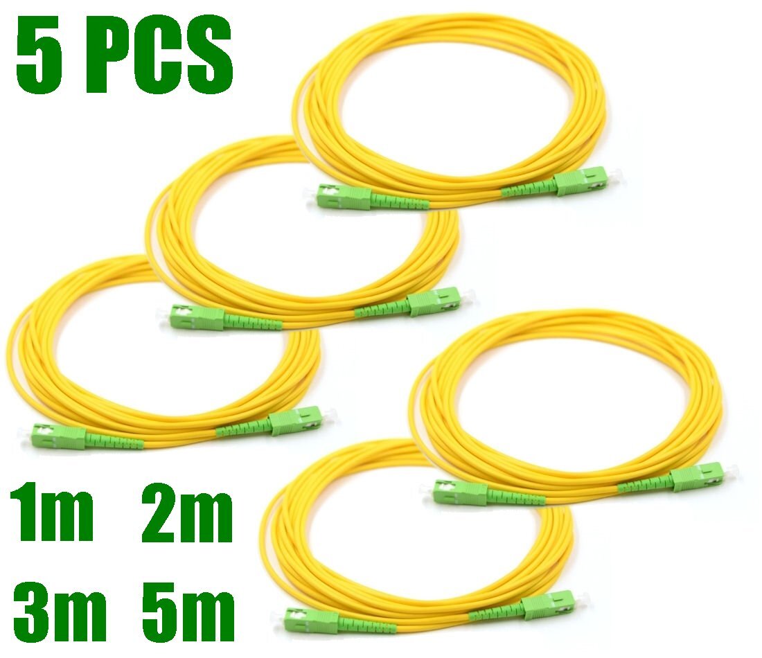 5 pcs 1-5m SC/APC to SC/APC Fiber Optic Simplex Single Mode Jumper Patch Cable