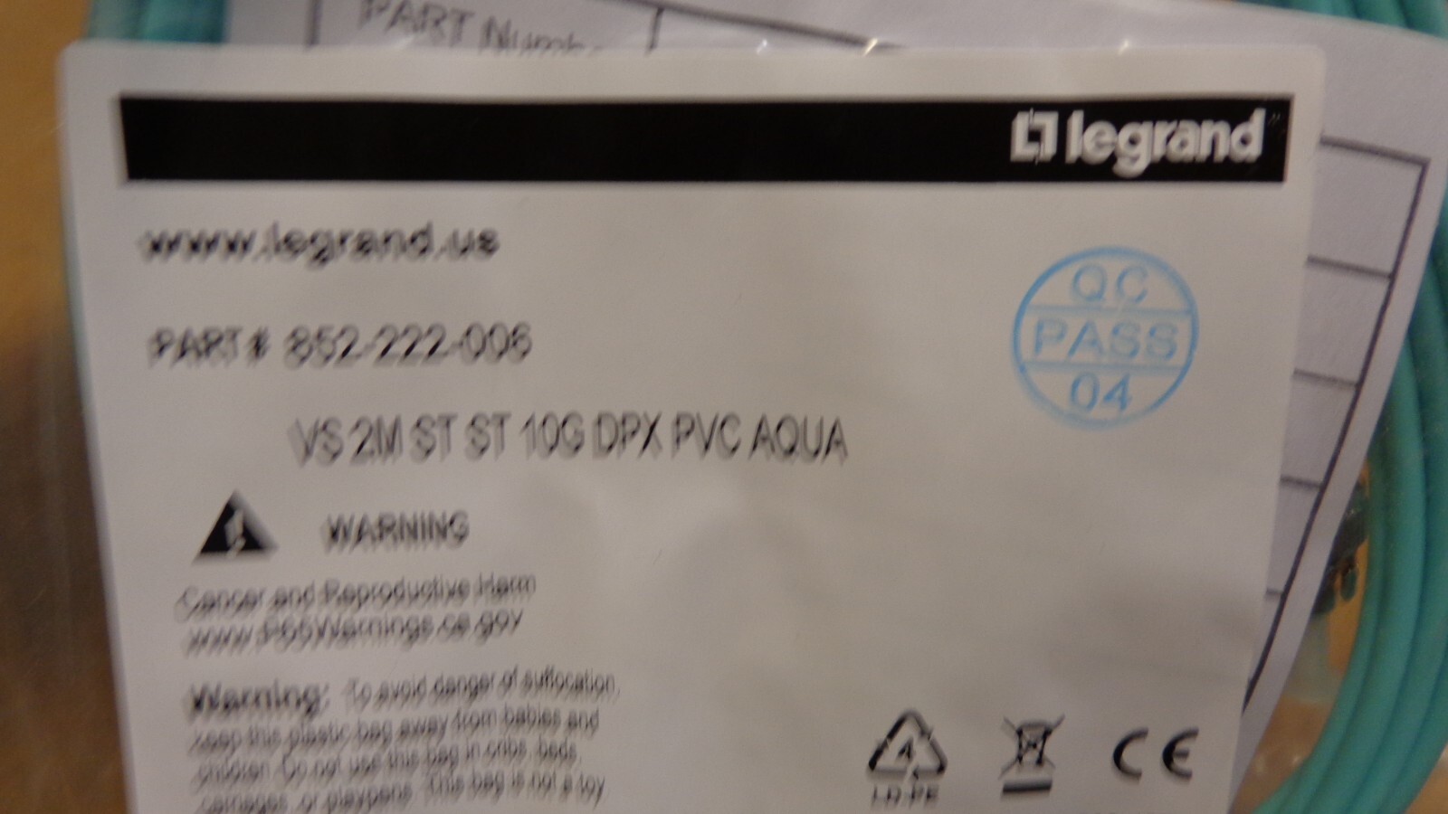 Quiktron VS 2m ST ST 10G DPX PVC Fiber Patch Cable 852-222-006 2 Meter Legrand