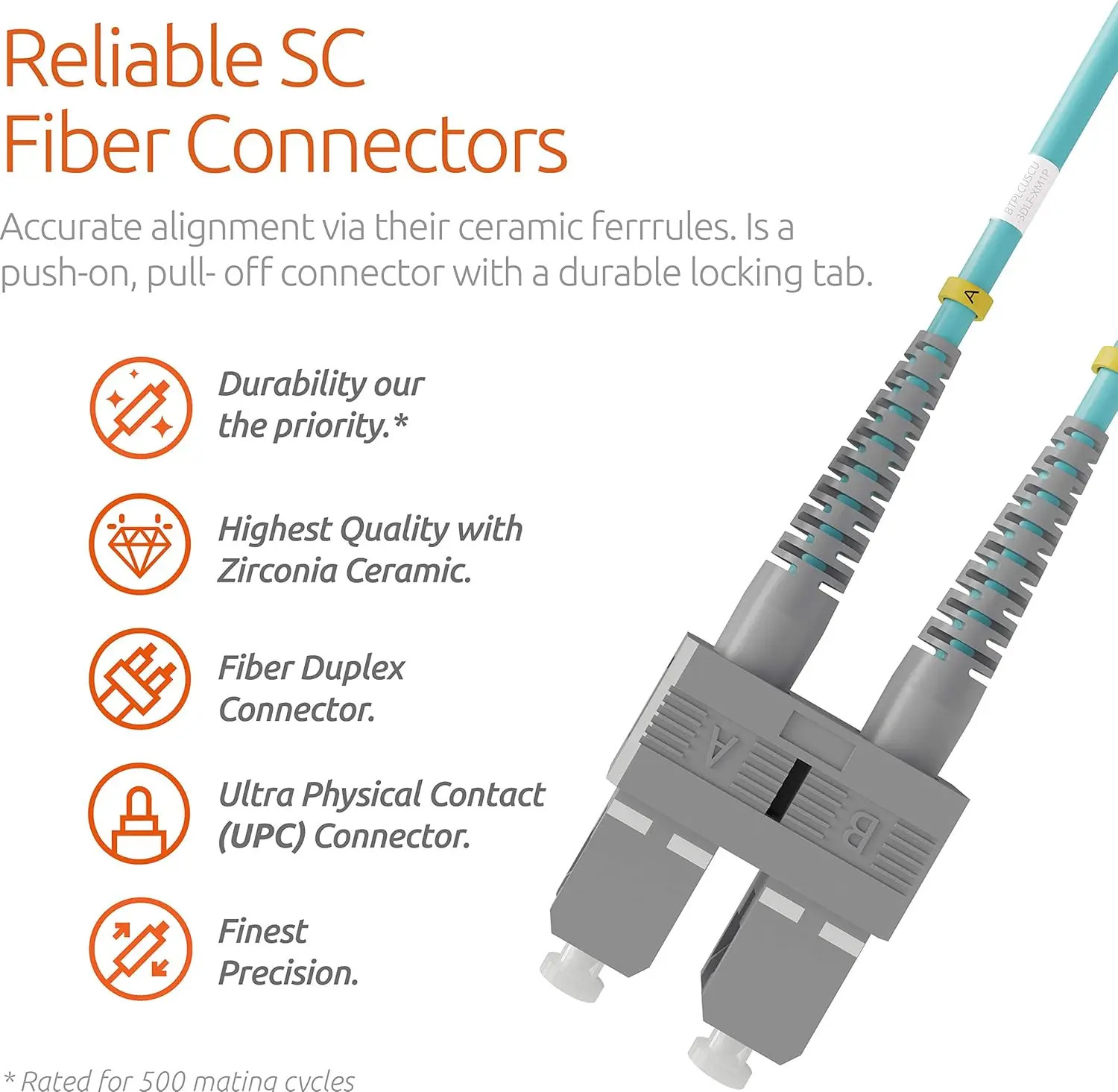 [2pcs] SC UPC‑SC UPC Duplex OM3 50/125 Fiber Patch Cord LSZH LAN