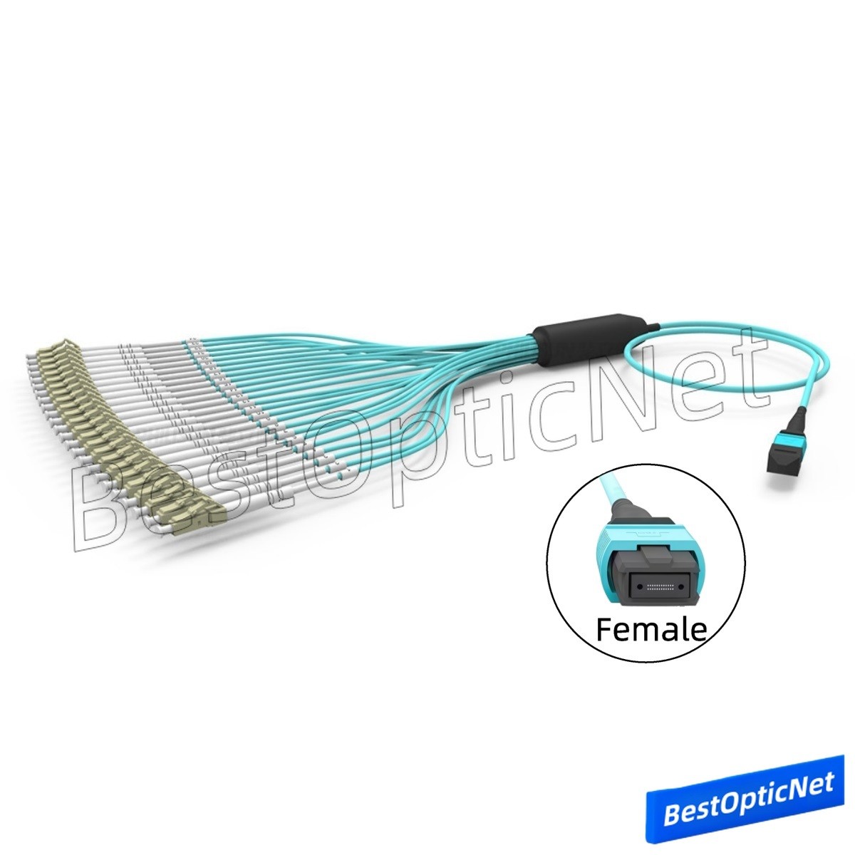 MPO to 24 LC OM3 24 Core Breakout Fan Fiber Optic Patch Cord Branch jumper Cable