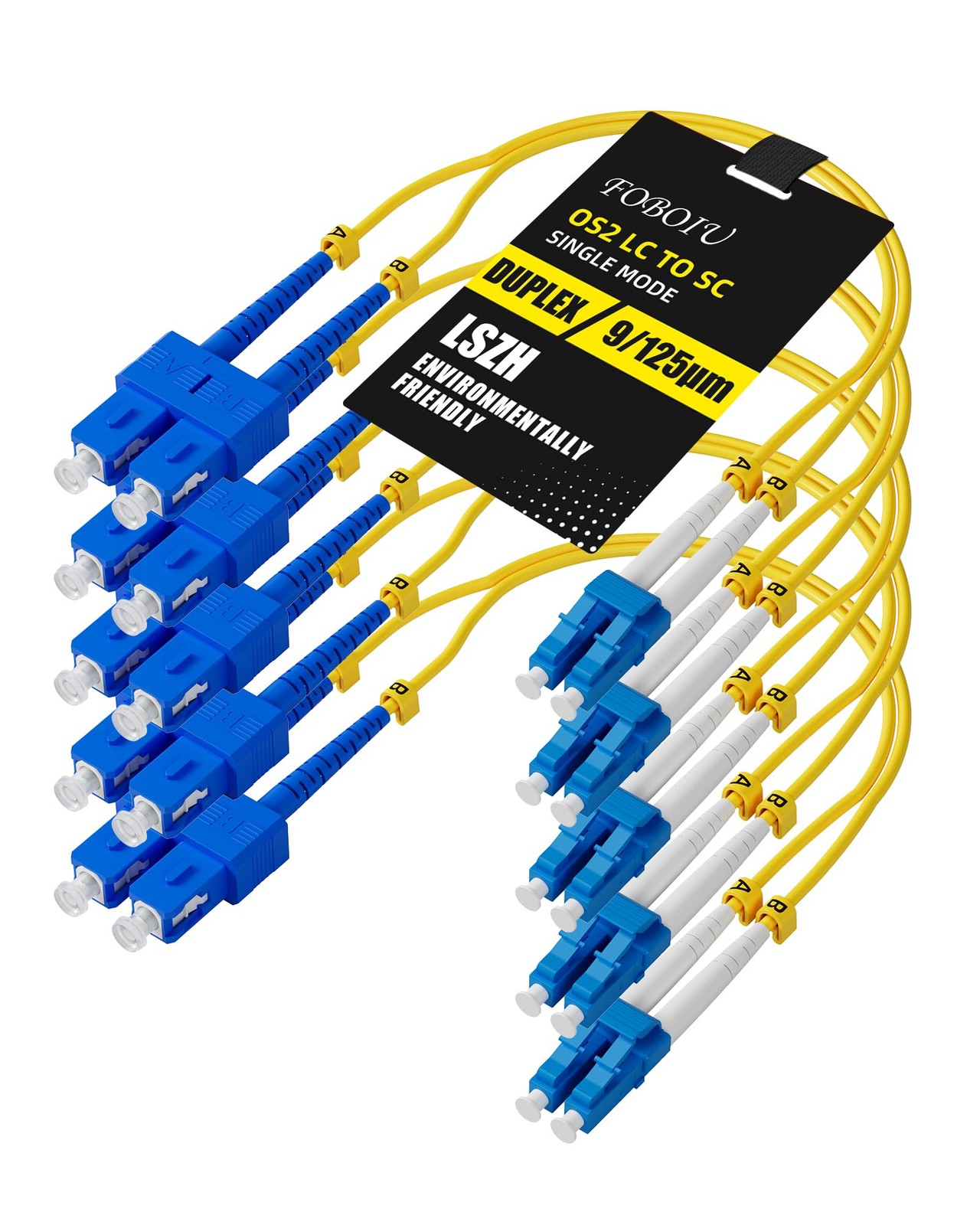 5 Pack OS2 SC to LC Fiber Patch Cable0.5m1.6ft Single Mode Duplex lc to sc Fi…