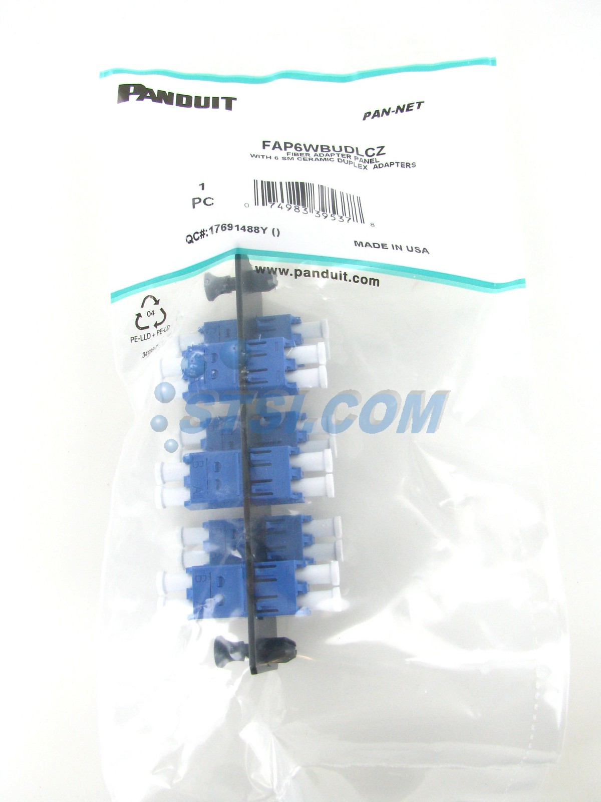 Panduit FAP6WBUDLCZ Fiber Panel w/6 LC Duplex Singlemode Adapters Blue ~STSI