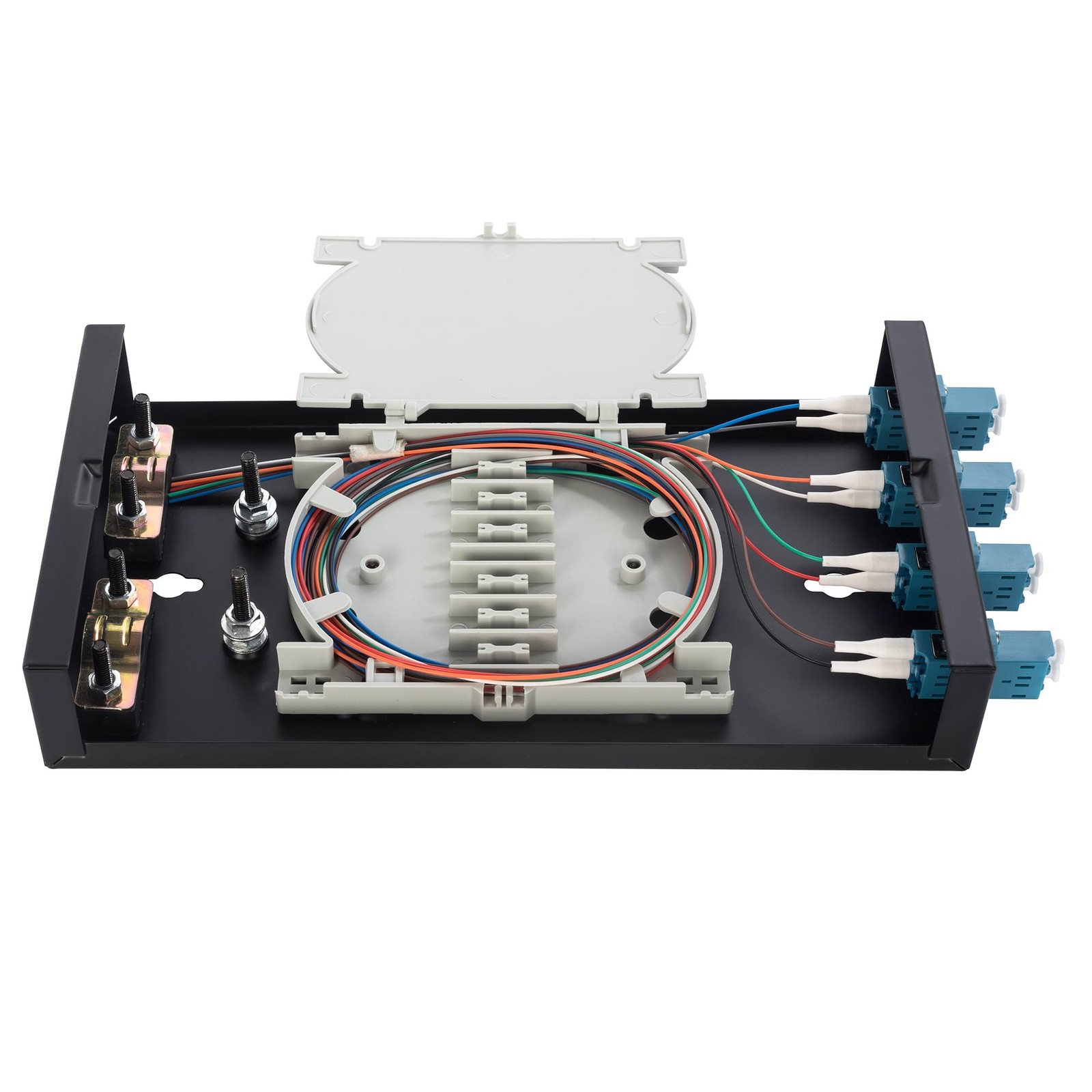 4 Port Wallmount Box Fiber Optic Terminal Enclosure 8 Strand LC UPC OS1