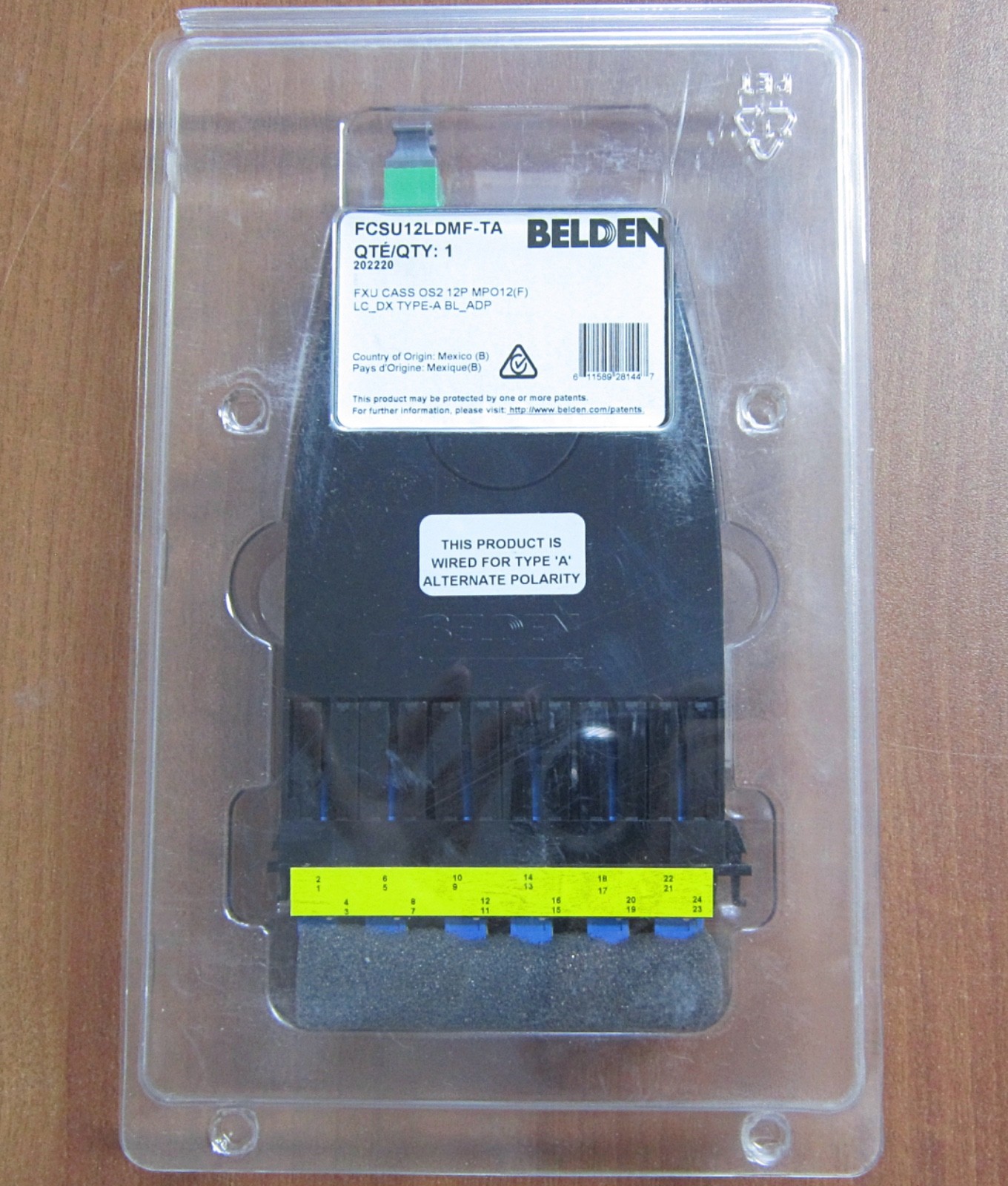 NEW Belden FCSU12LDMF1B-TA FX Ultra Fiber Optic 12-Port Cassette OS2 MPO(F)