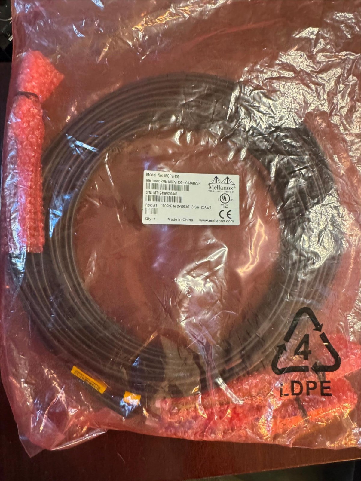 MELLANOX MCP7H00-G03AR26F HYBRID Cable ETH 100GbE TO 2X50GbE 3M 26AWG
