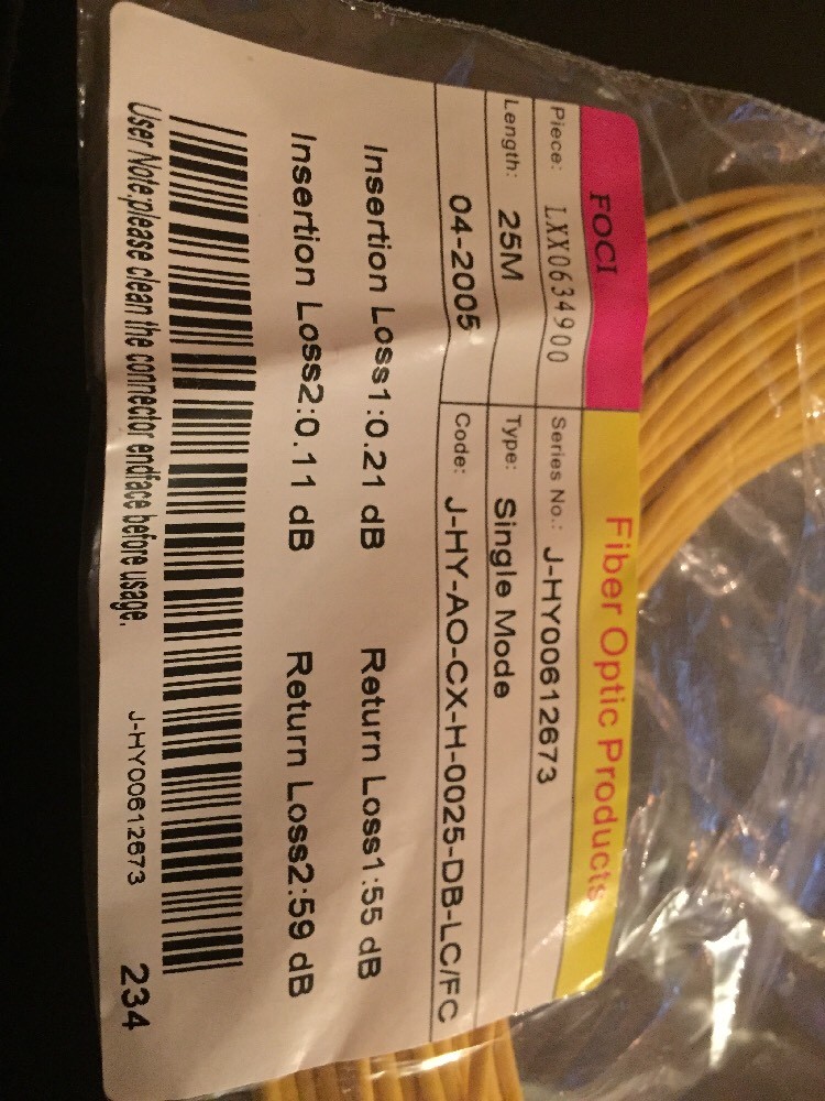 25M Single-Mode Fiber Optic Cable T4