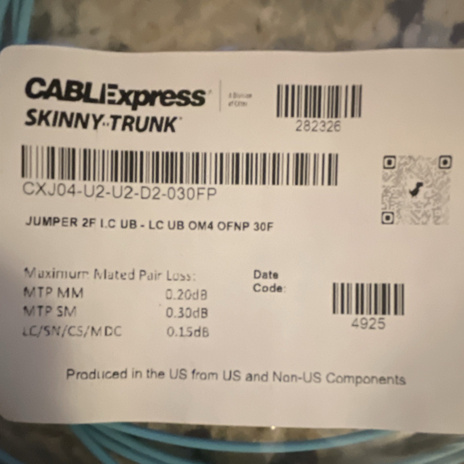 CABLEexpress OM4 30ft LC-LC Blue Optical Fiber Jumper Network Cable