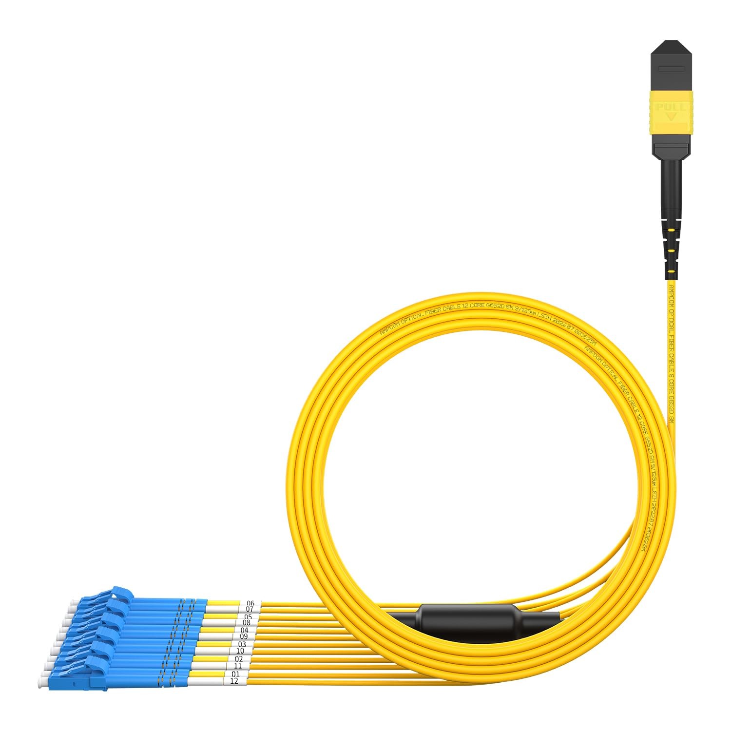 1m 3ft MPO To LC Breakout Cable 9/125m Singlemode OS1/OS2 8 Fiber Optic