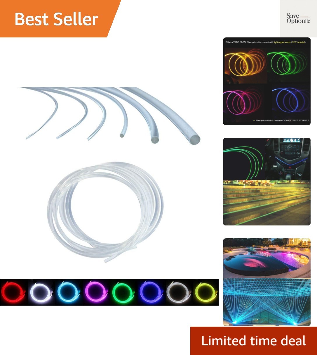 0.12in3mm*16.4ft5m PMMA Plastic Side Glow Cable for Optical Fiber Light, Fibe…