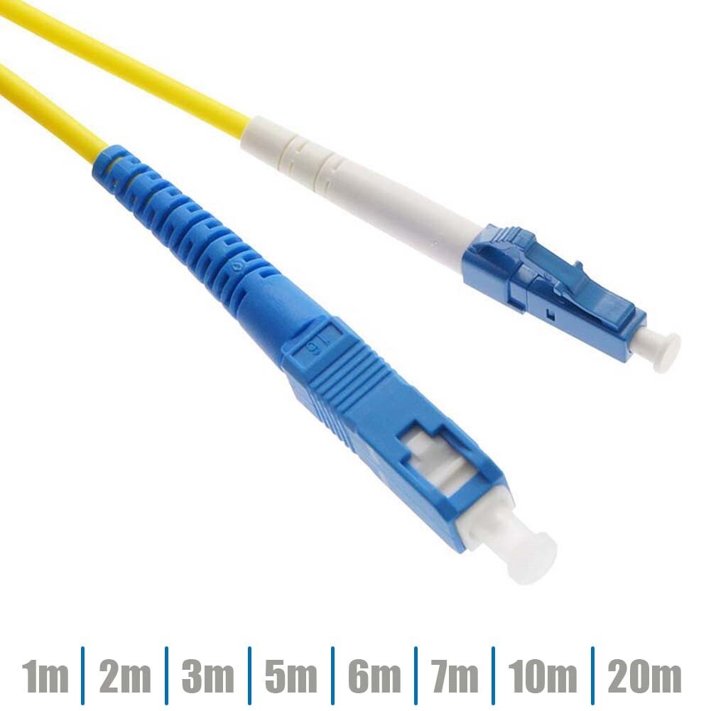 1-20M LC/UPC to SC/UPC Simplex Single Mode Fiber Optic Optical Patch Cable Cord