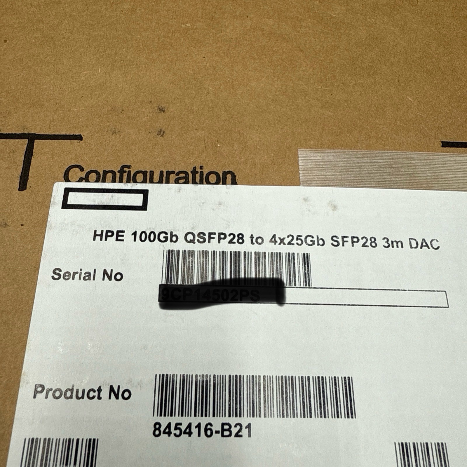 HPE 100Gb QSFP28 To 4x25Gb SFP28 Direct Attach Copper Cable 3m – 845416-B21