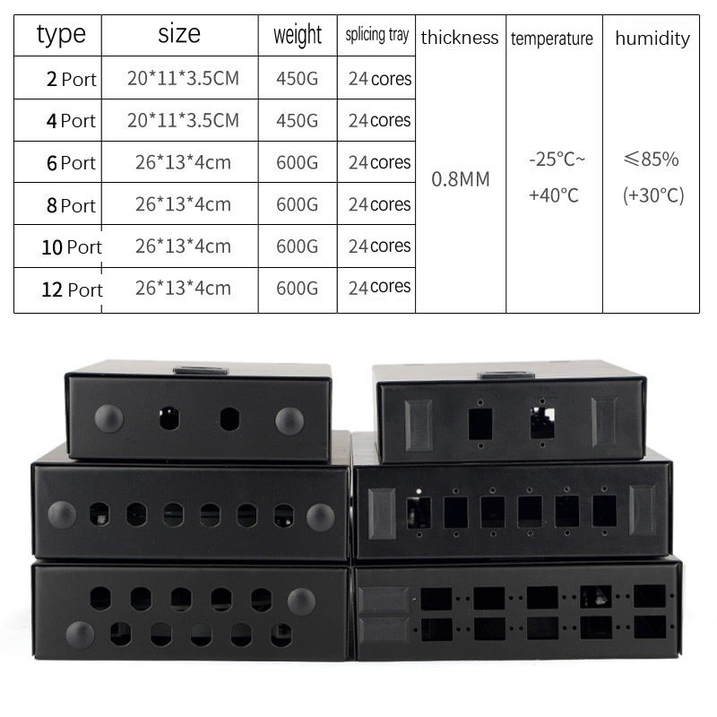 2/4/6/8/10/12 Ports Fiber Optic Terminal Box SC/FC/LC/ST SM Desktop Splice Box