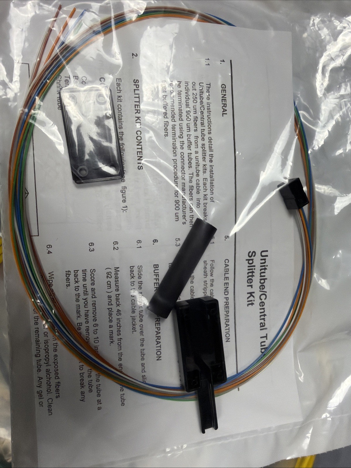 Opticonx Fiber Optic Installation Lot – UBK-96 Breakout Kit Splitters Tubbing Ca