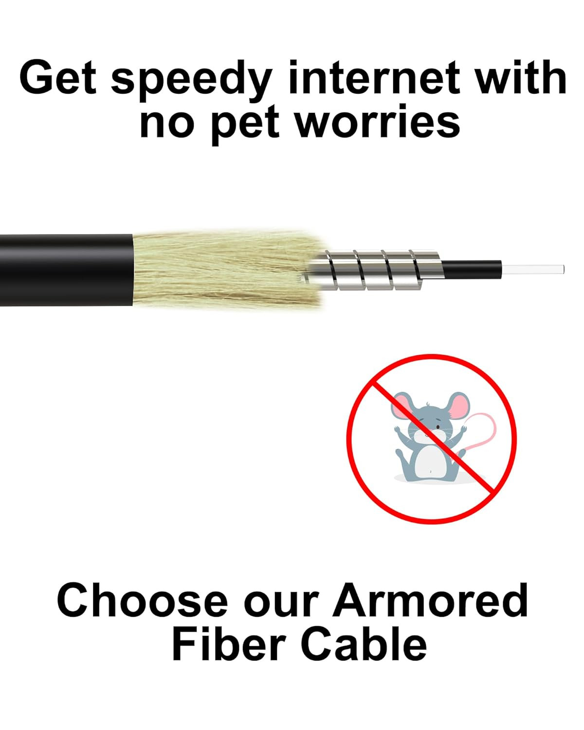 30M SC/APC Fiber Optic Internet Cable 100Ft, Outdoor Armored SC/APC Fiber Patch