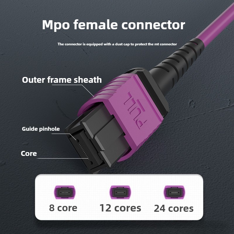 TypeB 1-30M MPO Male to MPO Female OM4 Fiber Opticial Patch Cord MTP 8|12F Type