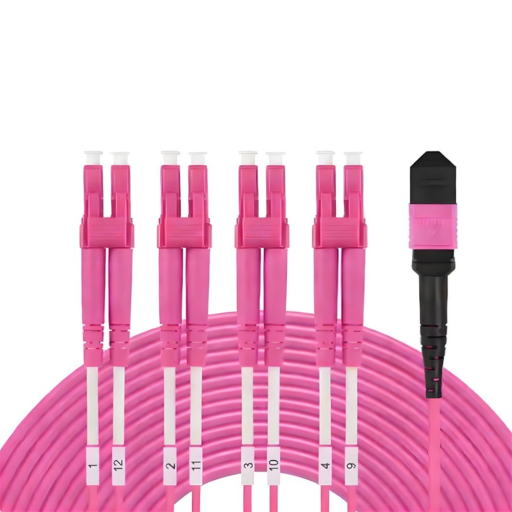MPO Female to LC Fiber Optic Patch Cord OM4 Type B 8/12 Cores Breakout Fanout