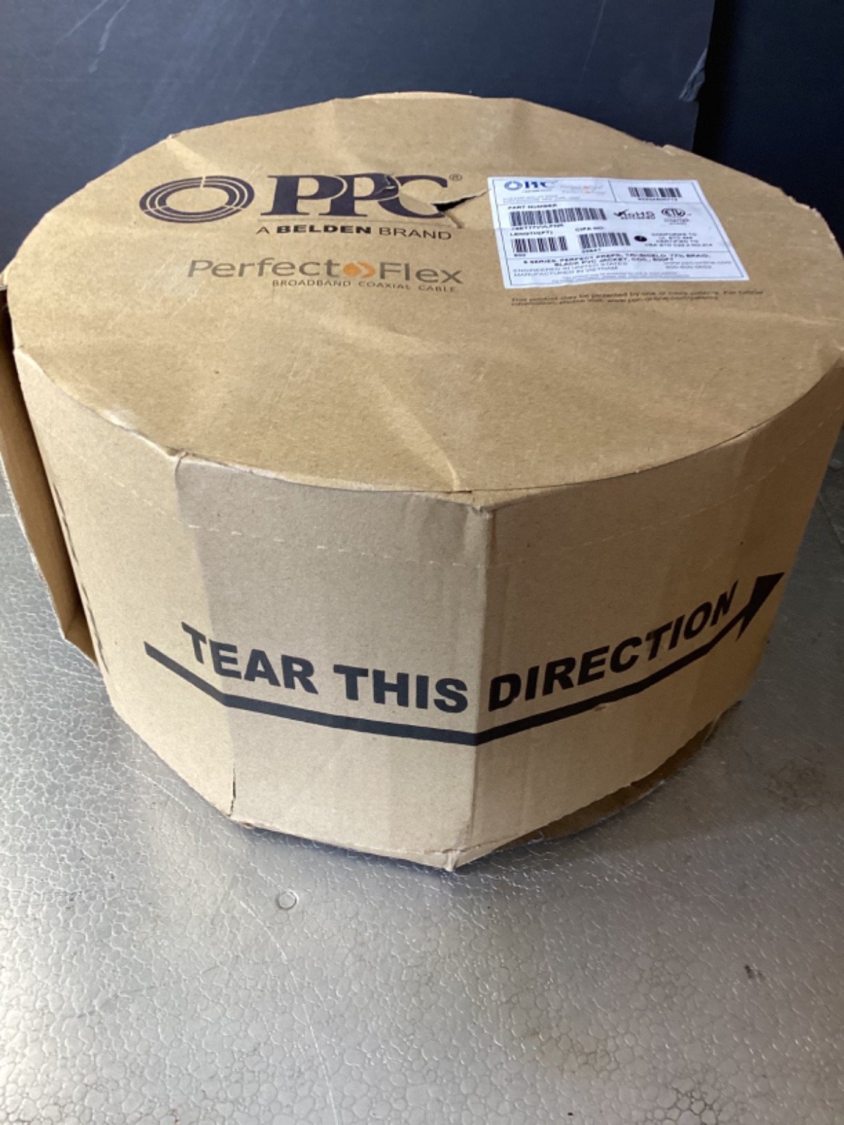 500ft Reel PPC Perfect Flex Broadband Coaxial Cable P6ET77VVLFNR Black New