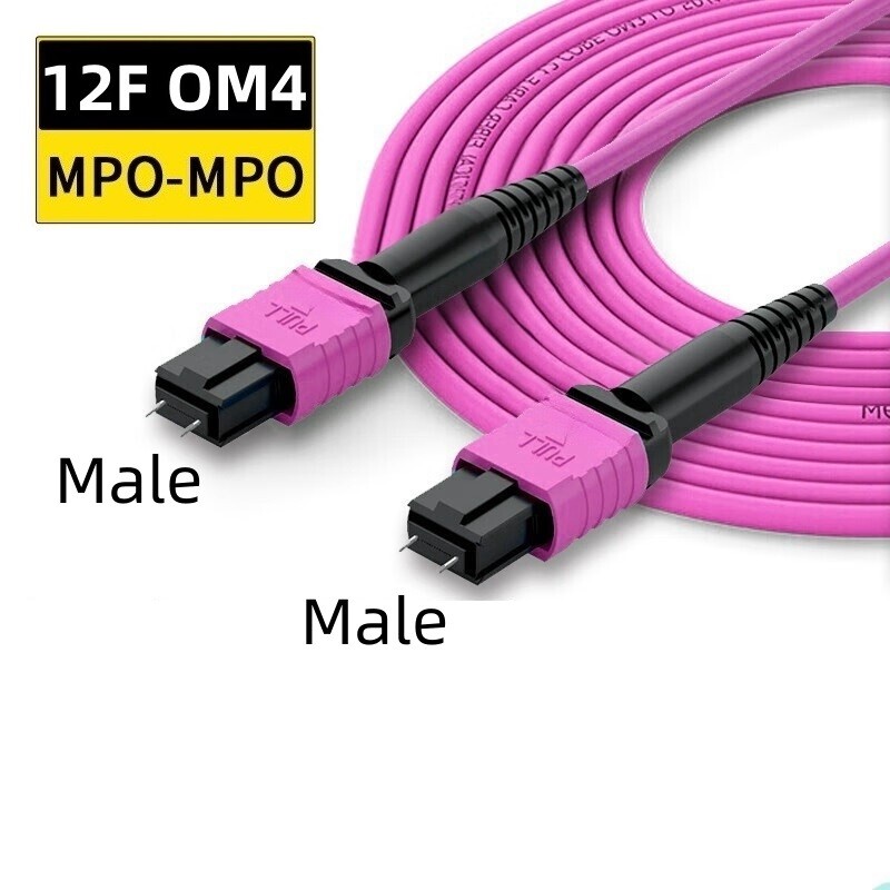 1-40M MPO/Male to MPO/Male OM4 8|12 Core Optic Fiber Patch Cord Jumper Cable lot