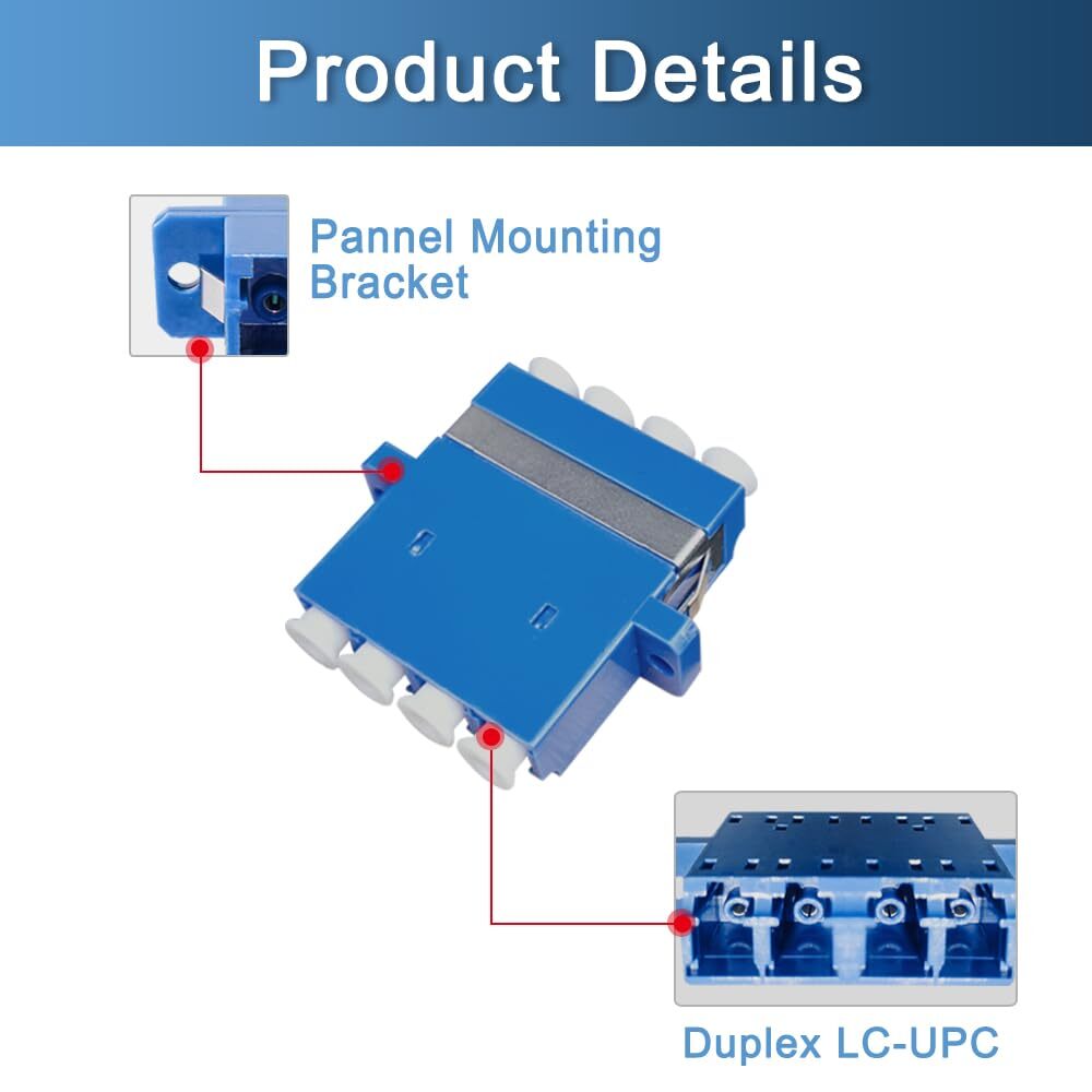20 LC-UPC Fiber Couplers 4 Channels Panel Mount Adapters for Patch Cable