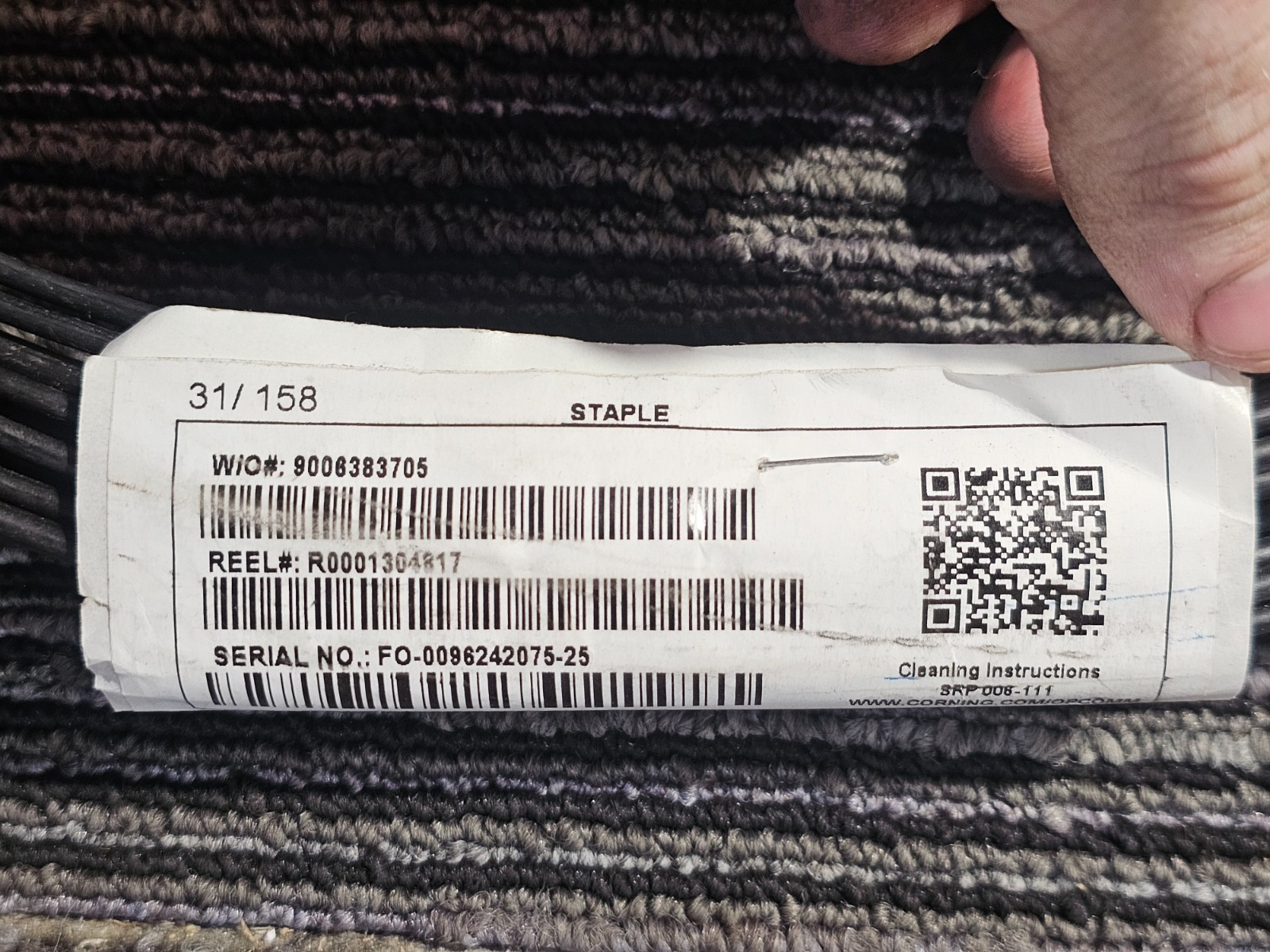 100FT Corning Fiber Optic Cable 434401EB4R2100F-P Black