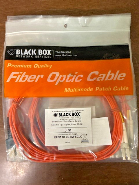 LOT of 5 Black Box Network Services Premium Fiber Optic Cable Ceramic Tip SC-LC