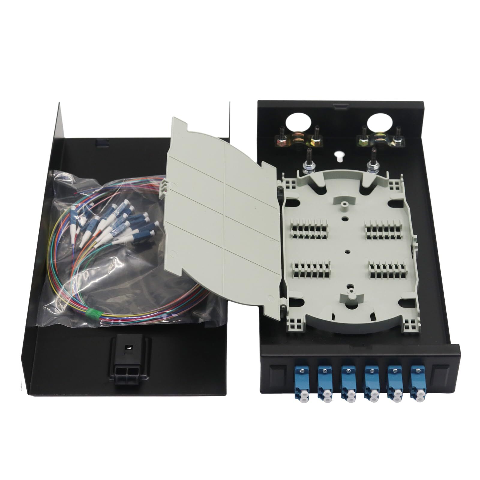 LC-SM 6 Duplex 12 Port Wall Mount Fiber Enclosure with Spool Singlemode LC-UP…