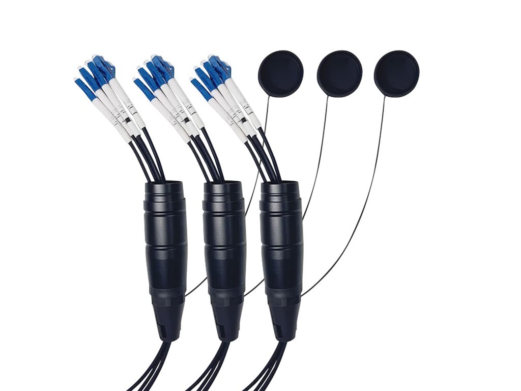 Armored Fiber Optic Cable LC to LC 12 Strands Single Mode with Protective Cap
