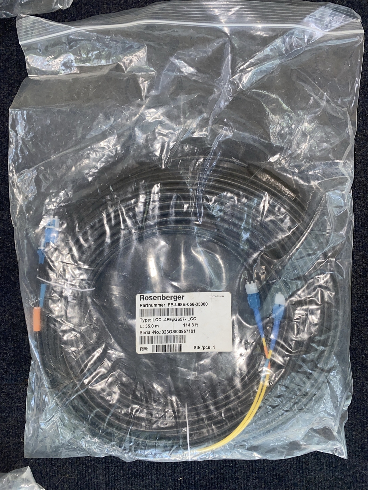 Rosenberger FB-L98B-056-35000 Rugged Cable Assy. 35.0M = 114.8′ Fiber Jumpers