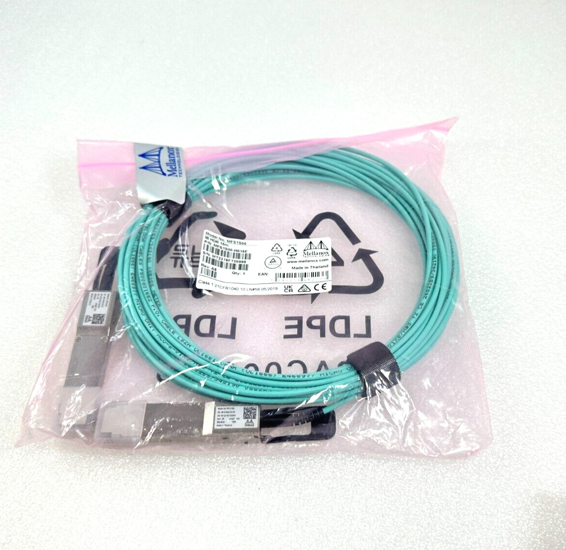 NEW SEALED Mellanox 15M InfiniBand HDR QSFP56 Optical Cable MFS1S00-H015E