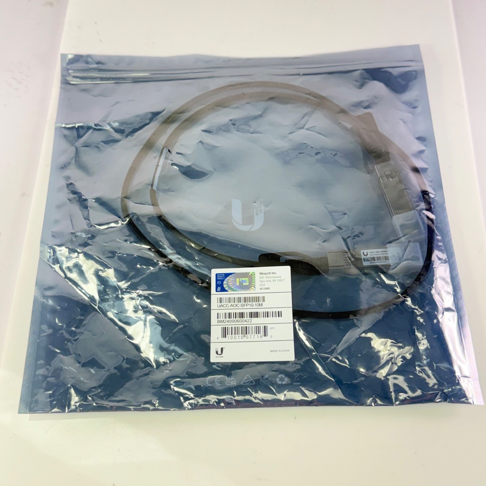 Ubiquiti UACC-AOC-SFP10-10M 10G SFP+ Active Optical Fiber Cable 10 Meter Sealed