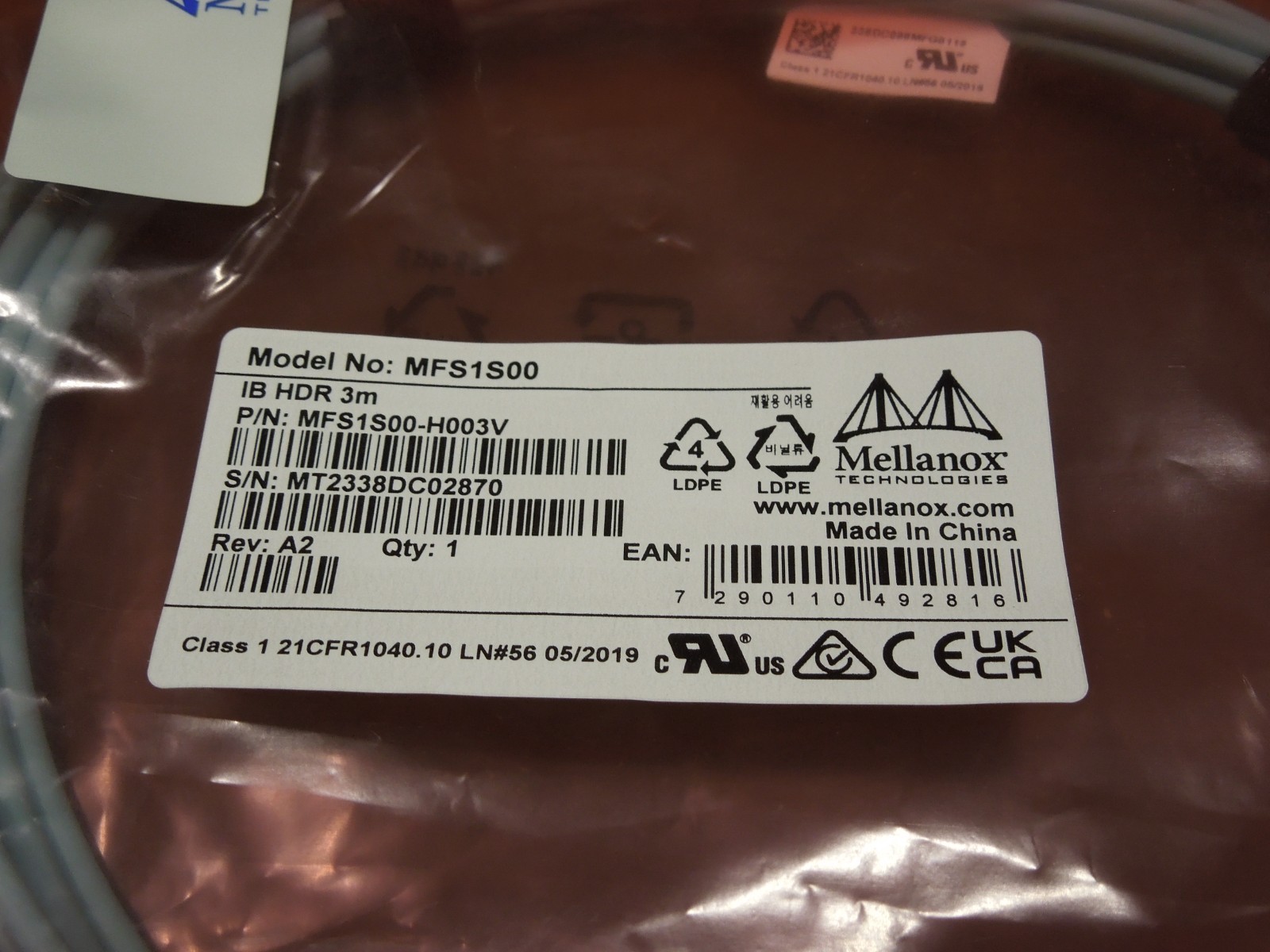 Mellanox® MFS1S00-H003V Compatible TAA 200GBase-AOC QSFP56 DSP Active Optical