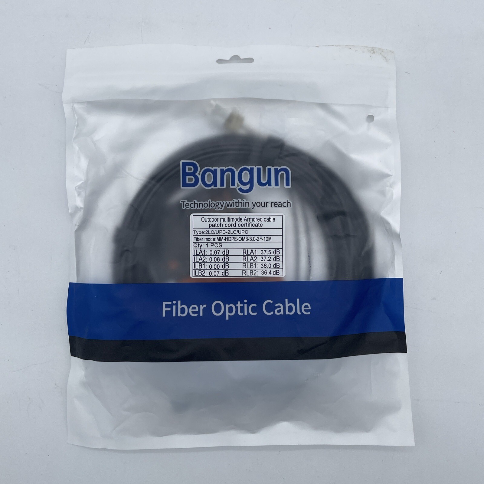 Bangun 30ft 10 Meter Armored Multimode OM3 Fiber Optic Cable 2LC/UPC-2LC/UPC