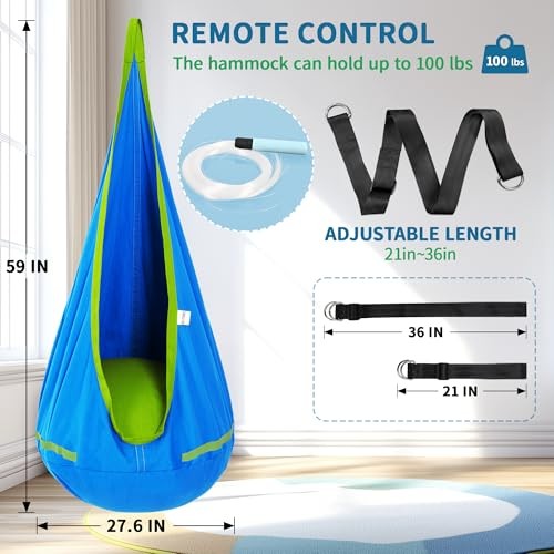 Pod Swing Featuring Fiber Optic with 10 Colors and 17 Effects. Sensory Blue