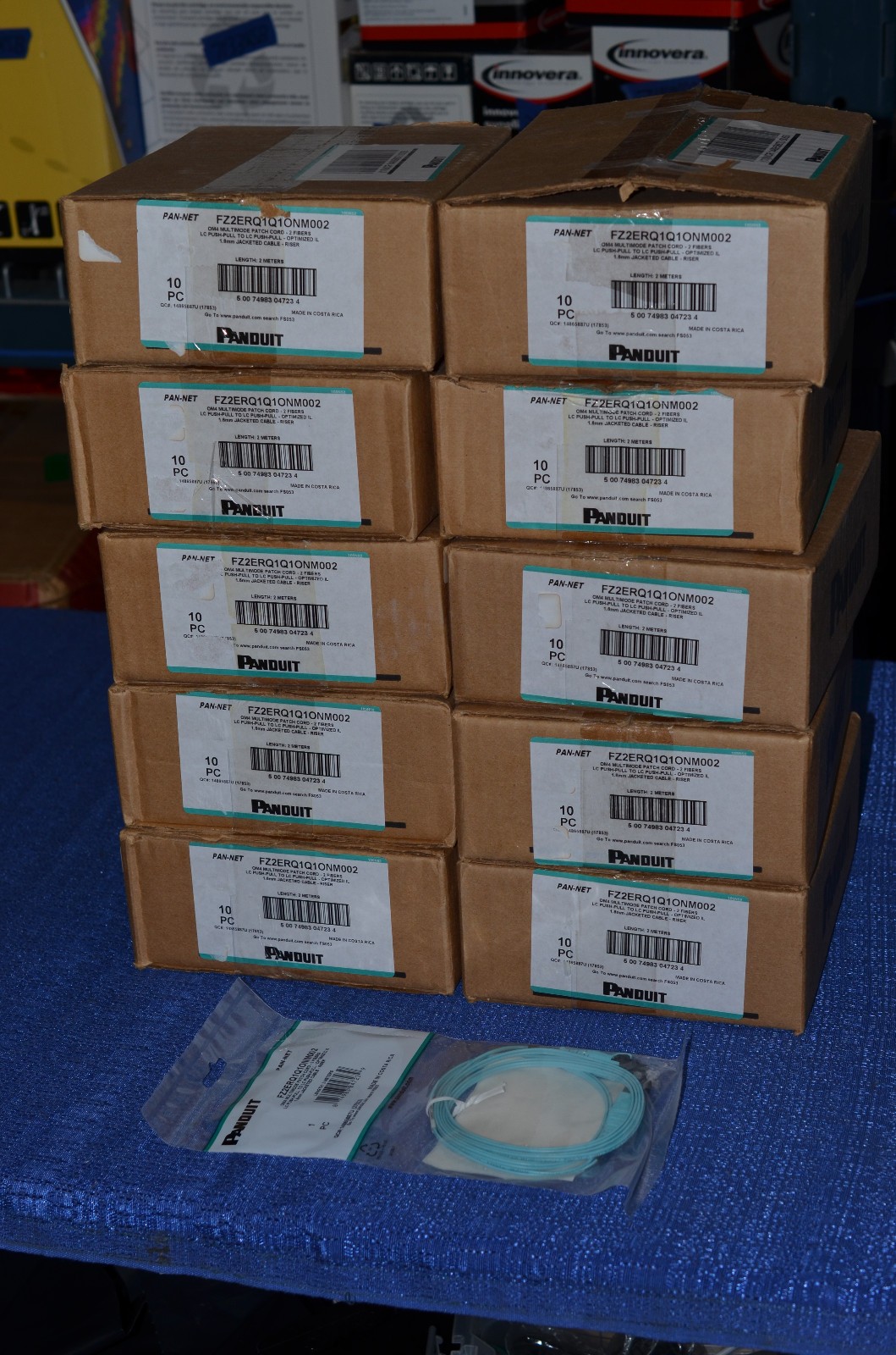 lot of 100 Panduit fiber optic cable FZ2ERQ1Q1ONM002 2 meter cables patch cord