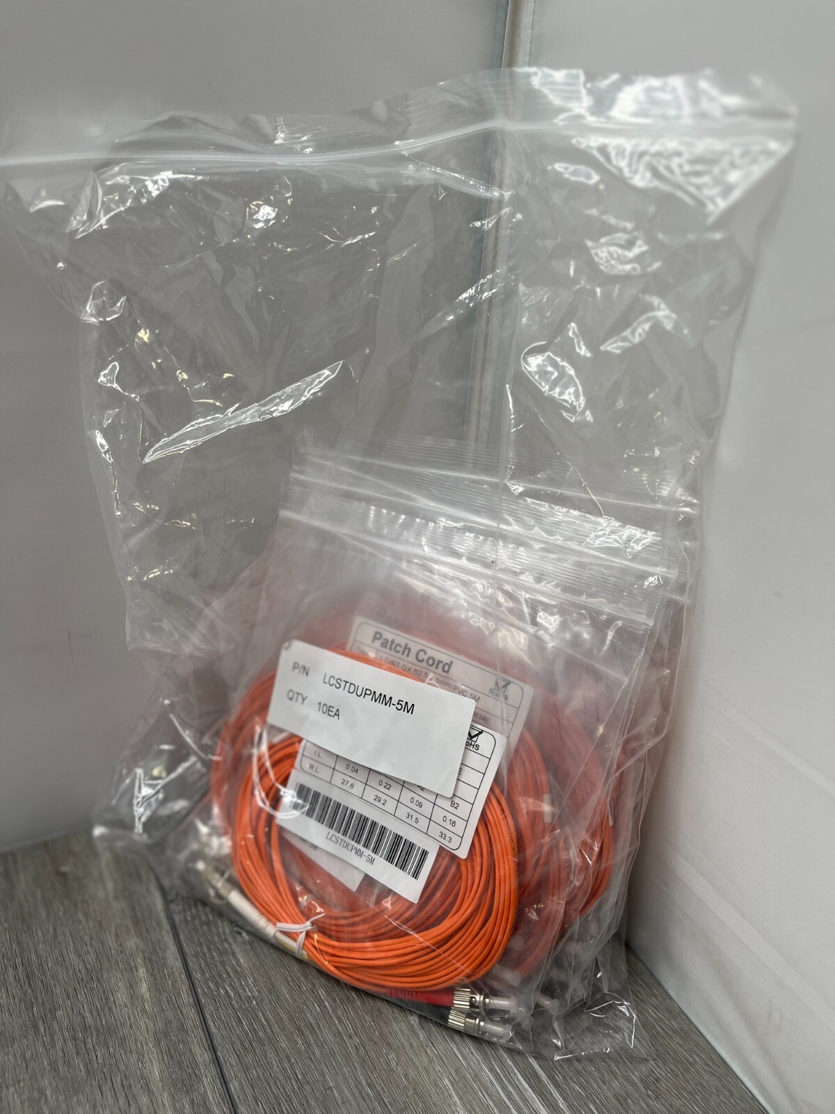 10pk LC/ST Duplex 62.5 2.0mm PVC Patch Cords, Orange 5M each
