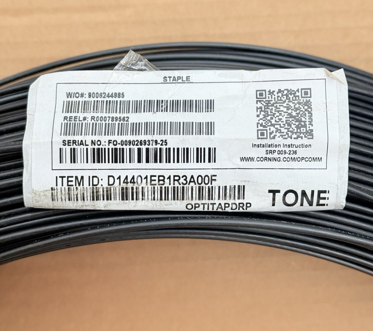 D14401EB1R3A00F CORNING, ROC DROP TONEABLE ASSEMBLY PUSHLOK, 1000 FT