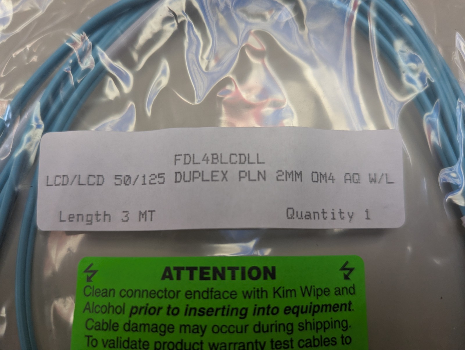 OM4 100Gbps Multimode Fiber Optic Patch Cable LC Duplex 50/125 Plenum Rated