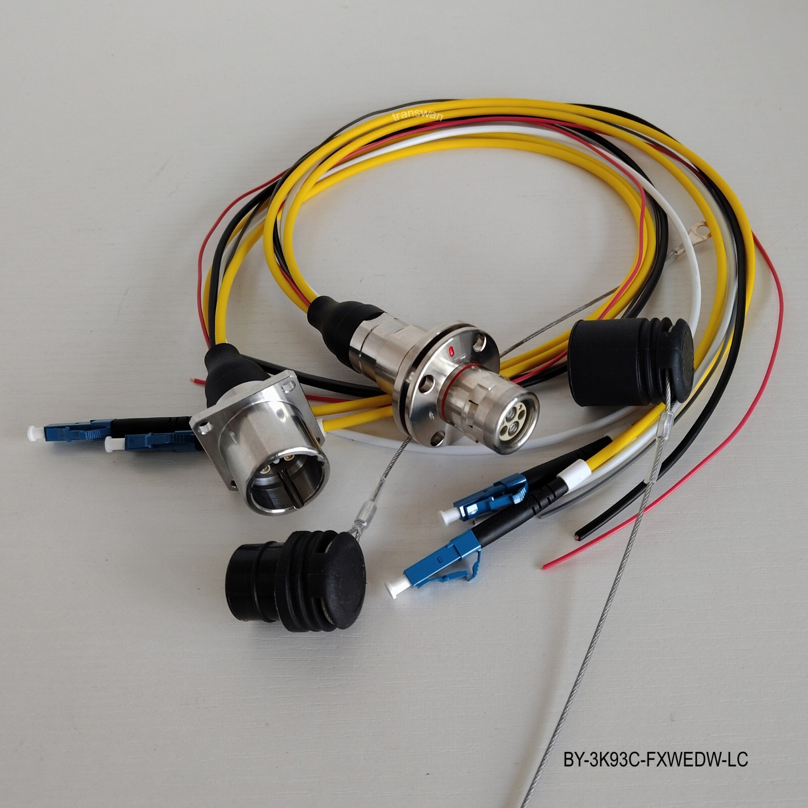 SMPTE311M Hybrid 3K93C Connector FXW & EDW with Tails 2 x SM Fibers & 4 x Wires