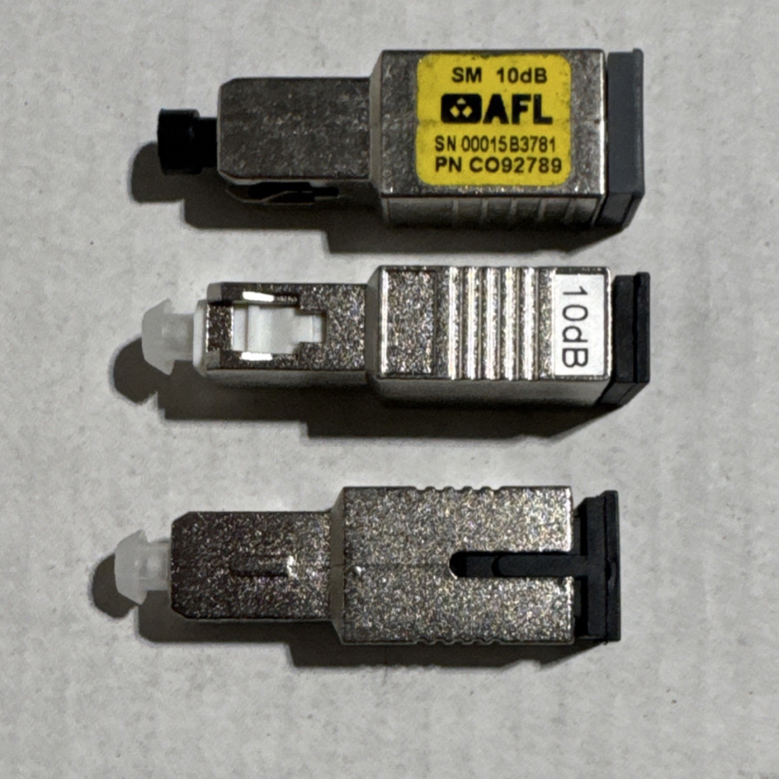 AFL SC to SC/UPC SM Optical Fiber Attenuator 10dB CO92789 Silver Lot of 12