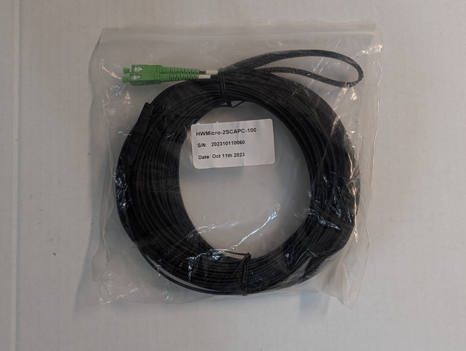 100ft Ruggedized Fiber Optic Drop Cable SC/APC to SC/APC – SMF – HWMirco-2SCAPC