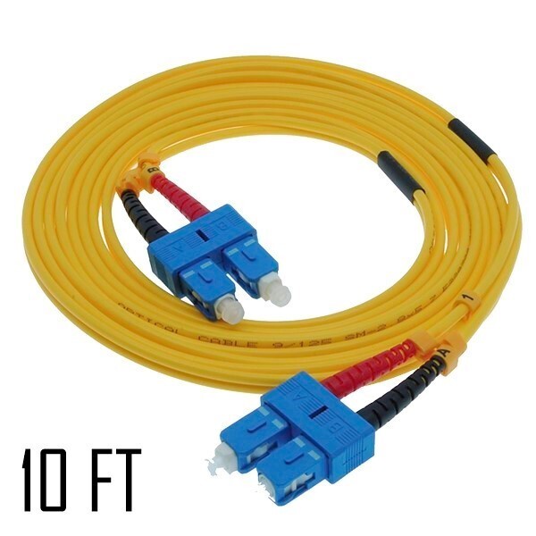 10ft SC-SC Duplex Singlemode 9/125 Optical Fiber Optic Network Patch Cable Cord
