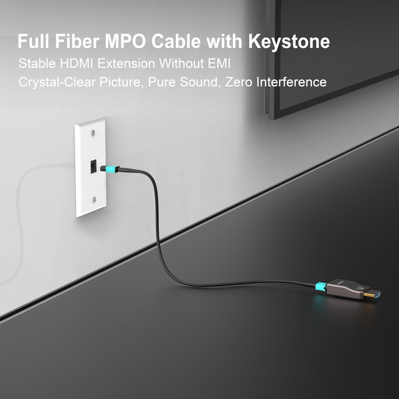 3 FT OM3 Multimode Armored Fiber Optic Cable MPO Male to Female Type A Extension