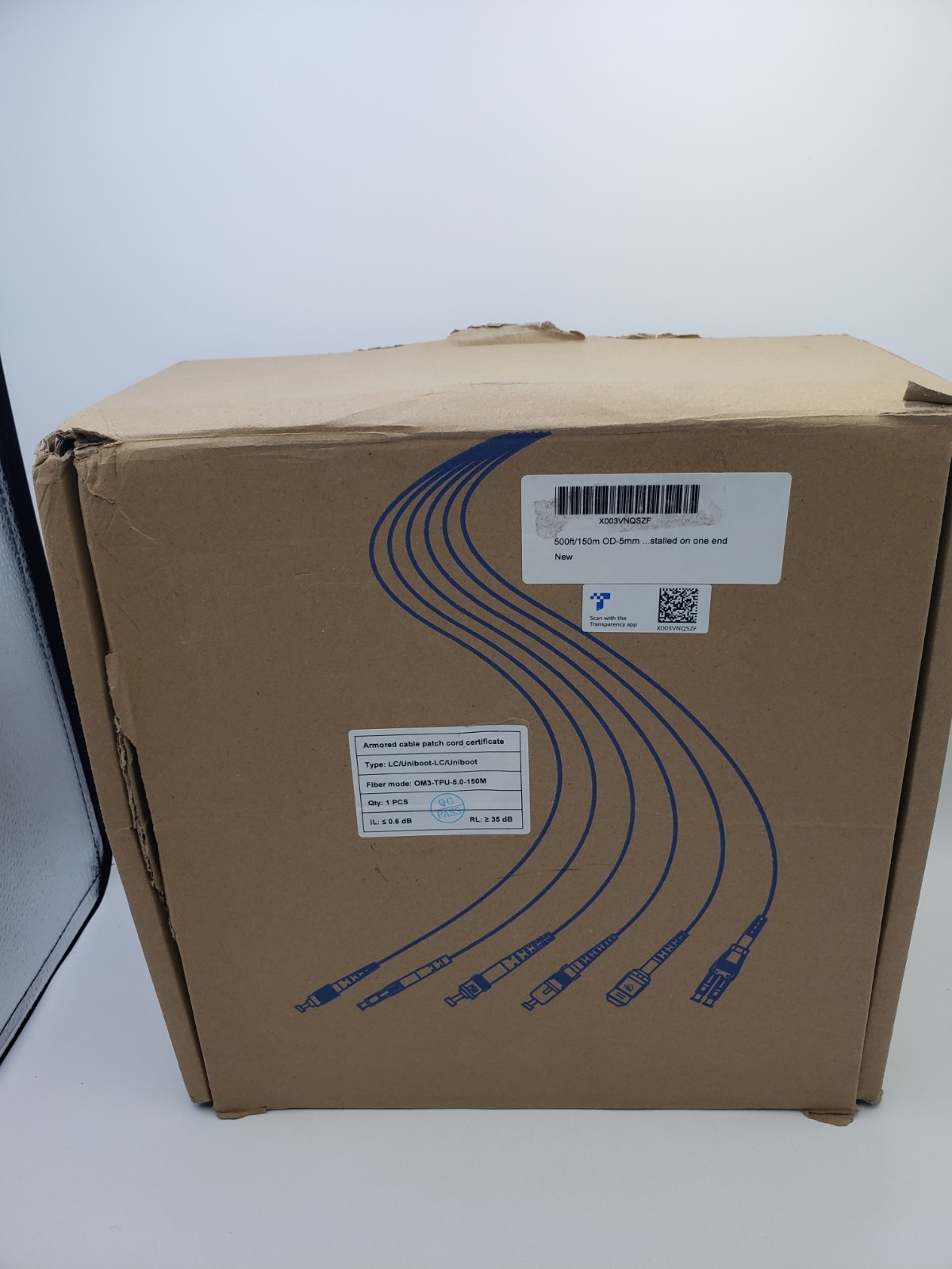 500ft/150m OD-5mm Industrial TPU OM3 Fiber LC to LC Outdoor Armored Fiber Pat…