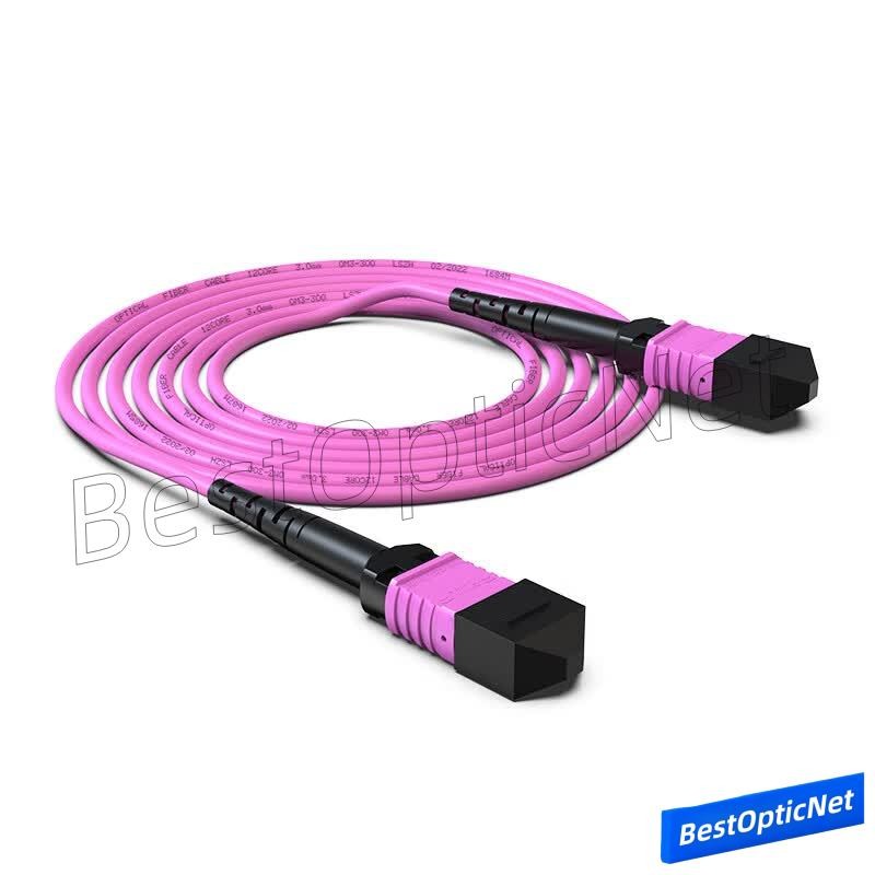 1-70m MPO to MPO Female/Female 8 12 Core OM4 Fiber Optical Patch Cord Cable Lot