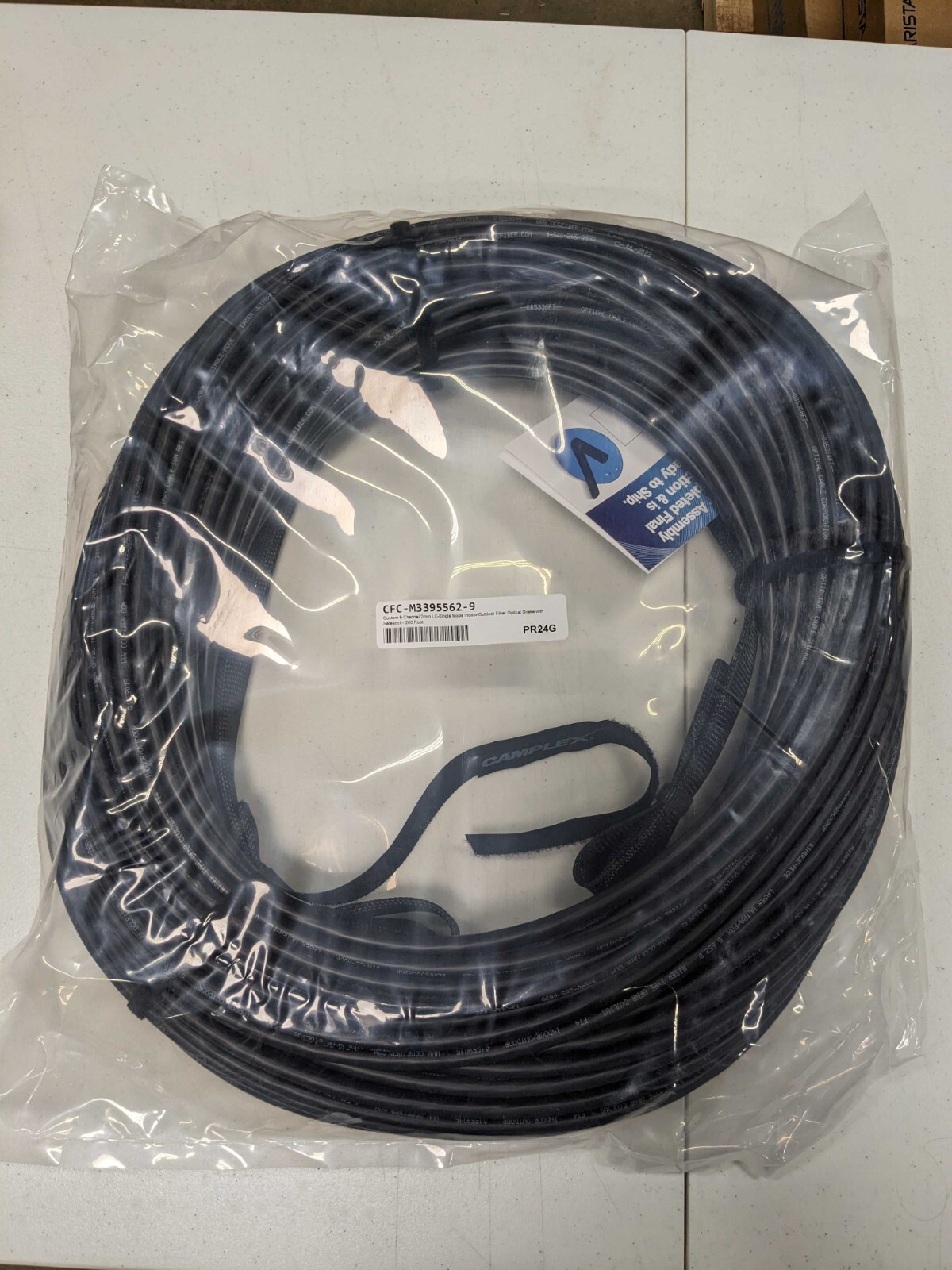 200FT, CUSTOM-MADE, 8 CHANNEL FIBER OPTIC NETWORK CABLE. MILITARY GRADE, NEW