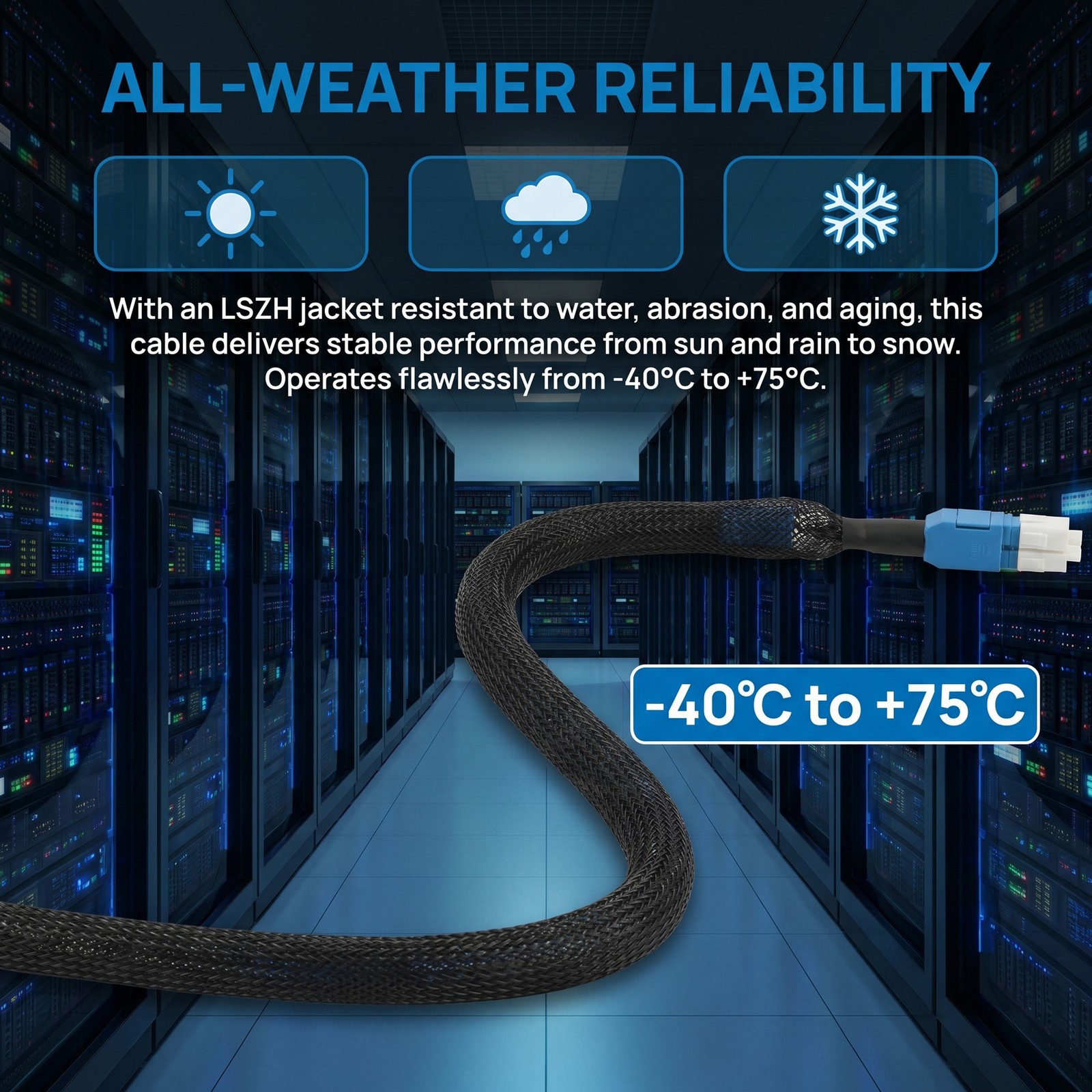OS2 Duplex Single Mode 2 LC to 2 LC Outdoor Armored Fiber Cable, TPU 30M-150M