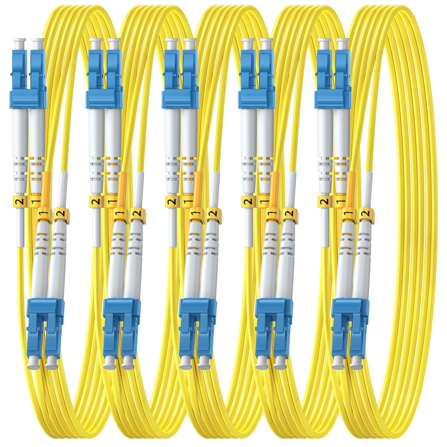 5 PCS 2m/6ft LC To LC OS2 Single Mode Fiber Optic Patch Cable Duplex 9/125um