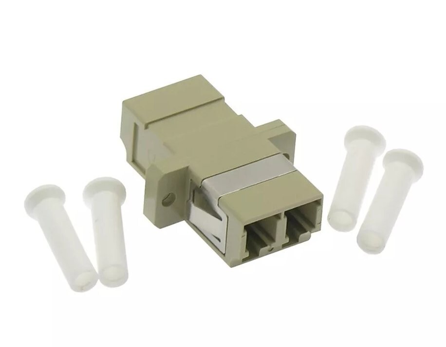 10 PCS LC to LC UPC Duplex Multi-mode Flange Fiber Optic Adapter Connector Beige