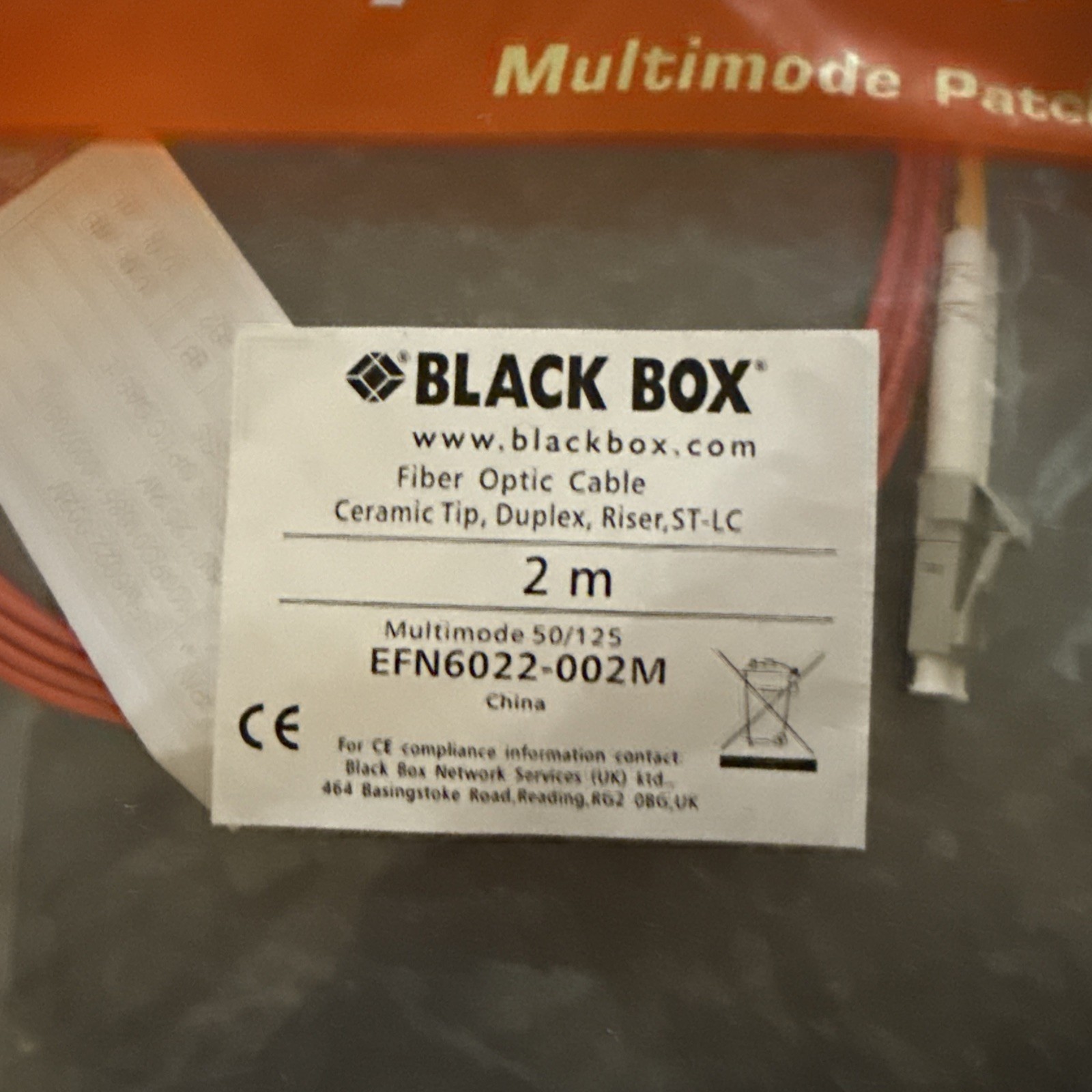 11 Lot Black Box Fiber Optic Cable Multimode 50/125 EFN6022-002M Ceramic Tip