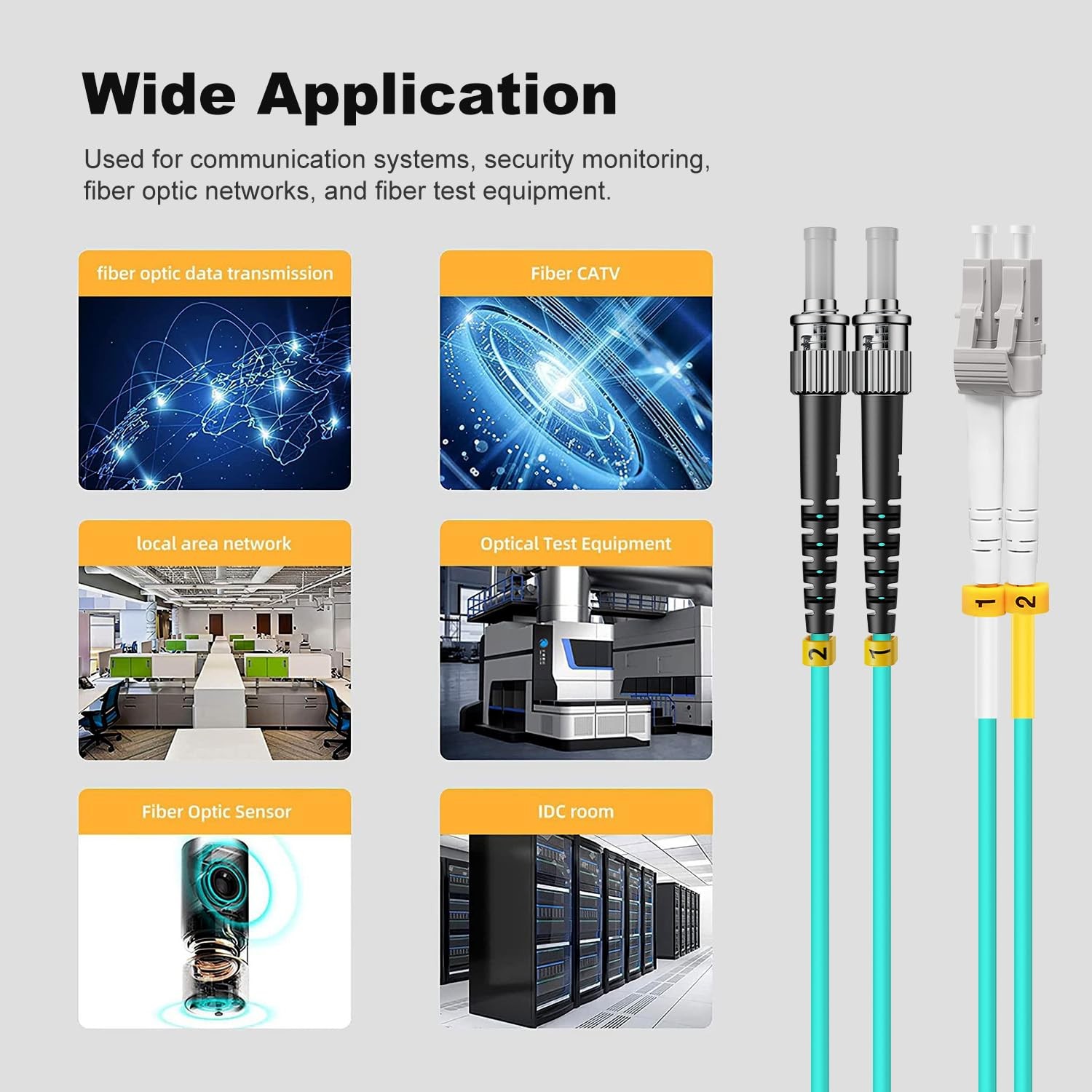 1 PCS 1m/3ft OM3 LC To ST Fiber Patch Cable Duplex Multimode 50/125um